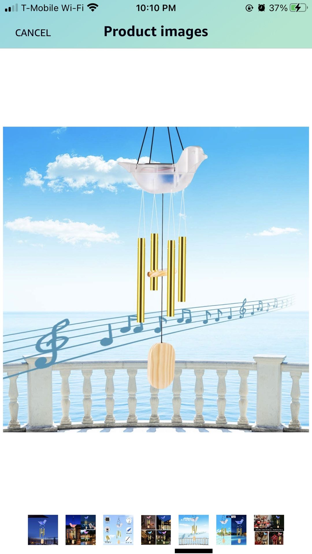 Solar LED Color Changing Bird Wind Chimes,