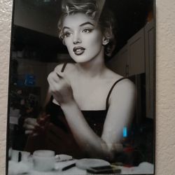 Framed Black & White Marilyn Monroe Putting On Makeup