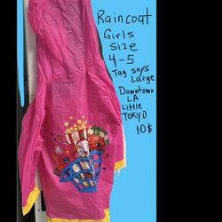ADORABLE SHOPKINS GIRLS RAINCOAT  Tag Size Is Large ( Fits Girl 4-5) Pick Up Downtown La Little Tokyo