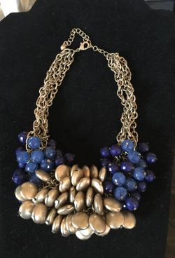 Blue and gold accent necklace