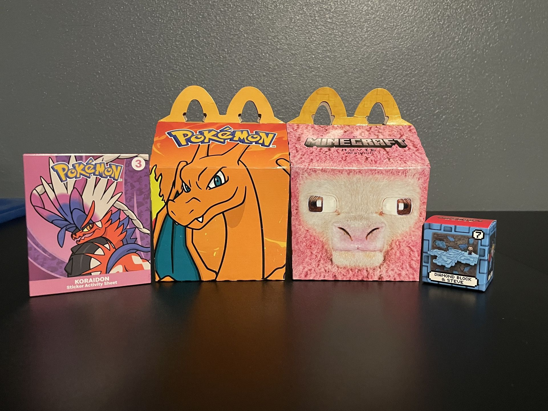 McDonald’s Pokemon and Minecraft Happy Meal Boxes And Toys