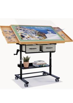1500 Piece Jigsaw Puzzle Table with Legs,Jigsaw Puzzle Board Portable with 4 Drawers and Cover,35"x26"Adjustable Puzzle Tables for Adults,Gift for Mom