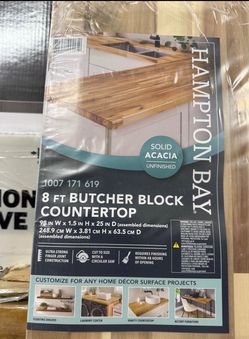 HAMPTON BAY -  8 FT   Butcher Block Countertop (98 in W x 1.5 in H x 25 in D )