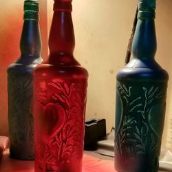 Antique Painted Liquor bottles 