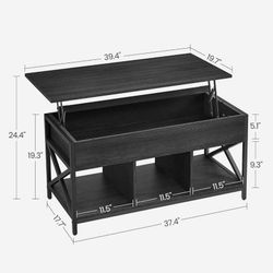 Lift Top Coffee Table, Lift Coffee Table with Storage Shelf, Hidden Compartments and Lifting Top