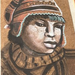 Original Portrait Painting - Bolivian Folk Art - Signed by Artist