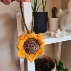 Crochet Sunflower Bag Or Car Tag