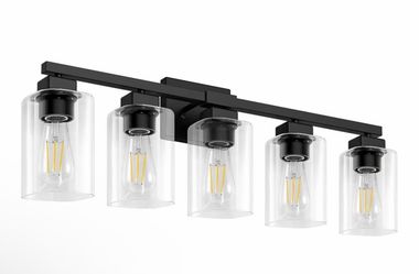 31” 5-Light Bathroom Vanity Light Fixture – Modern Matte Black Wall Sconce