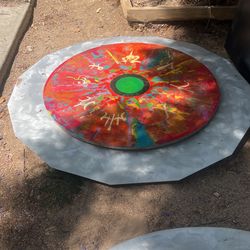 Hand-Painted Abstract Art Table