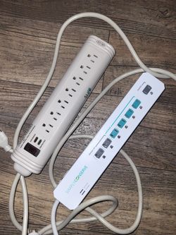 2 Surge Protector Power Strip - Multi Plug Outlet Extender, with Extension Cord