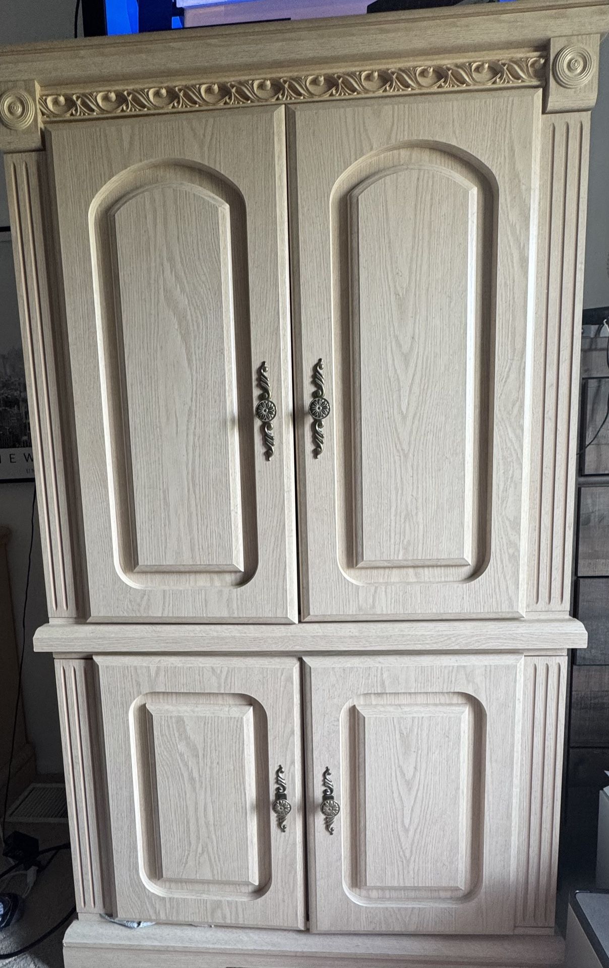 Big Beautiful Light Wood Heavy Duty Armoire 