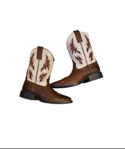 Boys Ariat Western Leather Cowboy Boots SZ 13.5