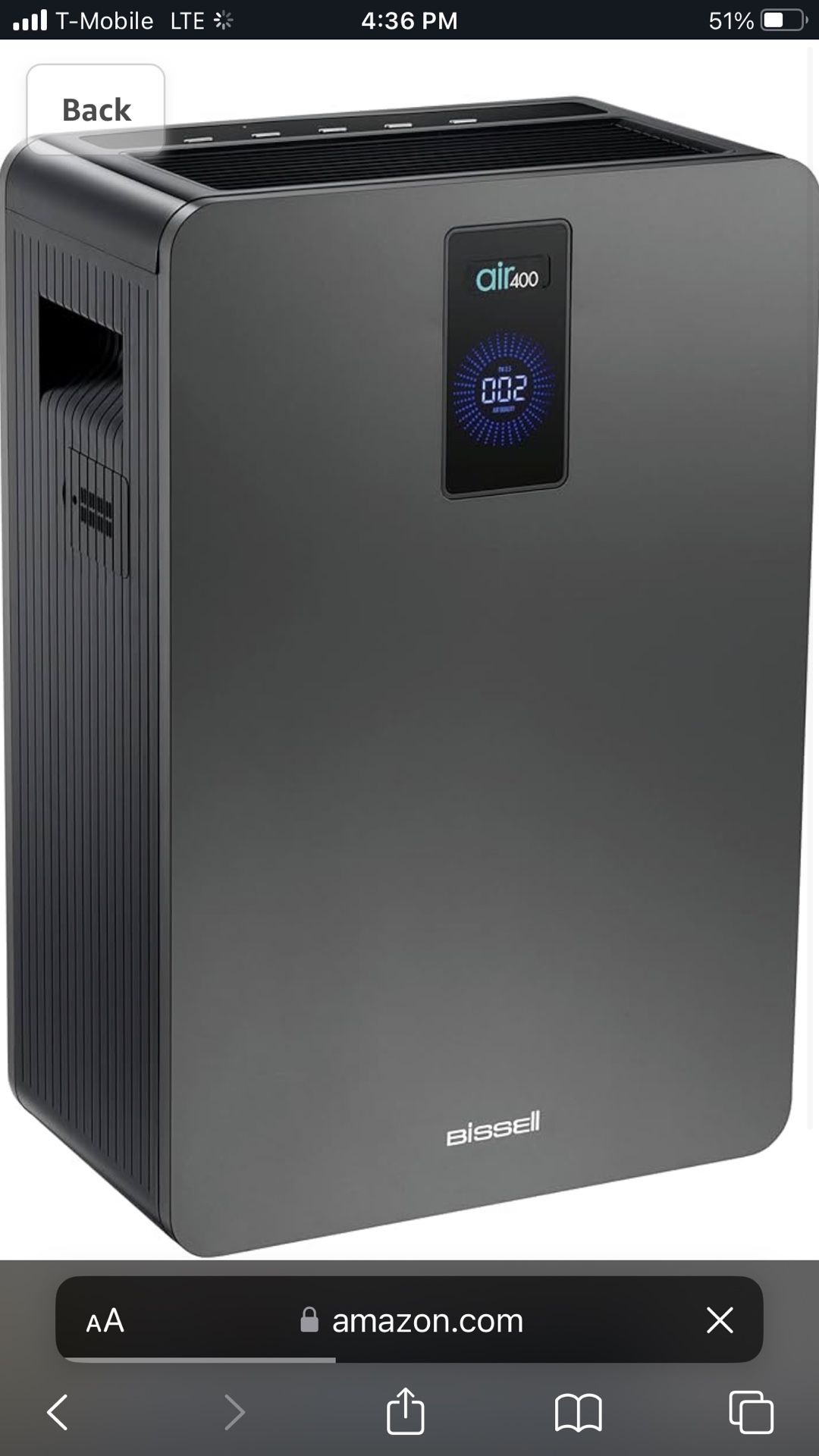 Bissell air400 Professional Air Purifier with HEPA and Carbon Filters 