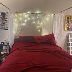 Queen Mattress + Box Spring + Canopy Bed Frame