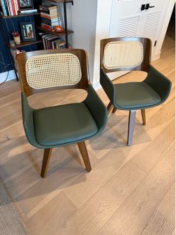 Pair of Mid Century Modern Cane Swivel Chairs - $240 OBO