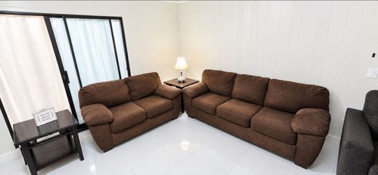 Brown Microfiber Sofa and Loveseat Set