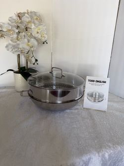 Todd English Induction Wok With Steamer And Glass Lid 14” 3 pcs set