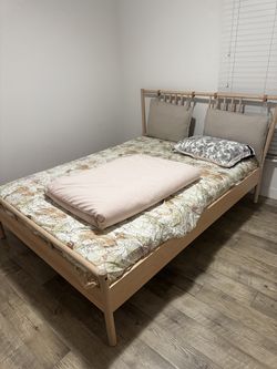 Like New IKEA BJORKSNAS Queen Bed Frame + Mattress