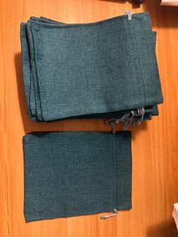 19 Teal Burlap Drawstring bags