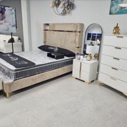 Cama Queen 👸 ✨️ 💖 3 Piesaz Nueva Juego De Dormitorio Disponibles 