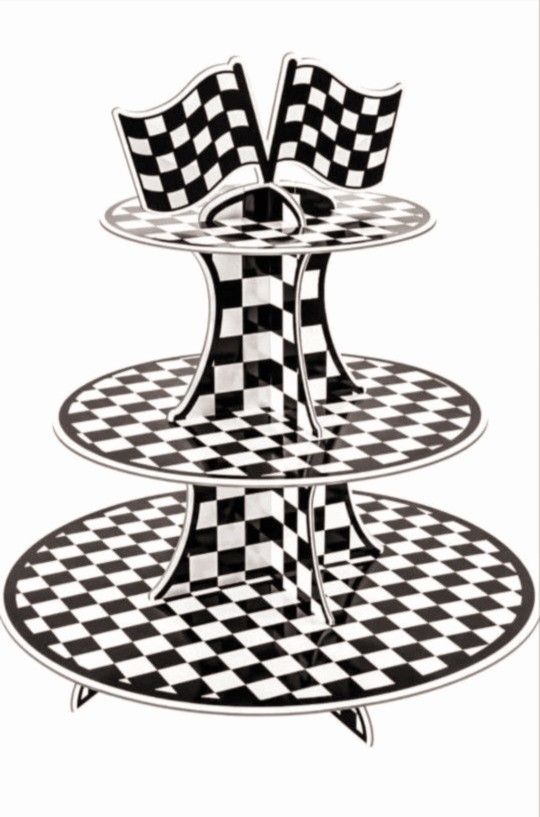 Racing Car Theme 3-Tier Round Cardboard Cupcake Stand