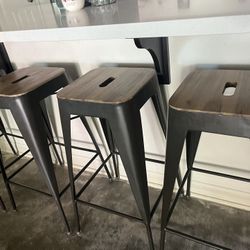 Four Steel Stools 