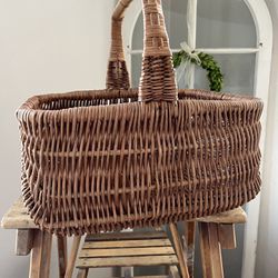 Vintage Willow Gathering Basket 