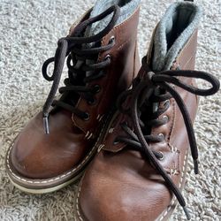 Kids Brown Laced Boots Size 13