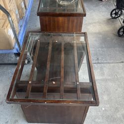 Set Of Two Glass Top End Table