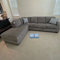 Ashley Casual Style Gray Fabric L Shaped Comfort Sectional Chaise☑️ New Brand🔥 Couch-Living Room Set🆕