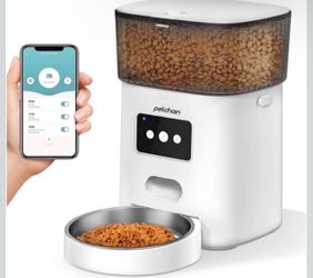 Automatic Cat Feeder, 4L WiFi Pet Food Dispenser for Cats and Dogs APP Control Auto Pet Feeder Up to 20 Portions15 Meals per Day Low Food Alarm White