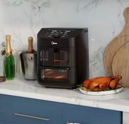 Midea Air Fryer, 11 Qt, Double Basket with Dual Cooking Zones, 8-In-1 Presets, Sync Finish Technology, Black 111 $100
