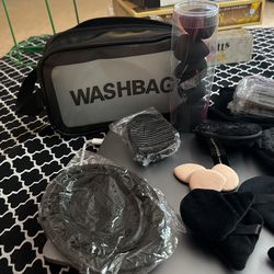 Black Washbag With Many Makeup Items