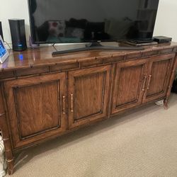 Hollywood Regency or Chinoiserie style faux bamboo credenza/media console