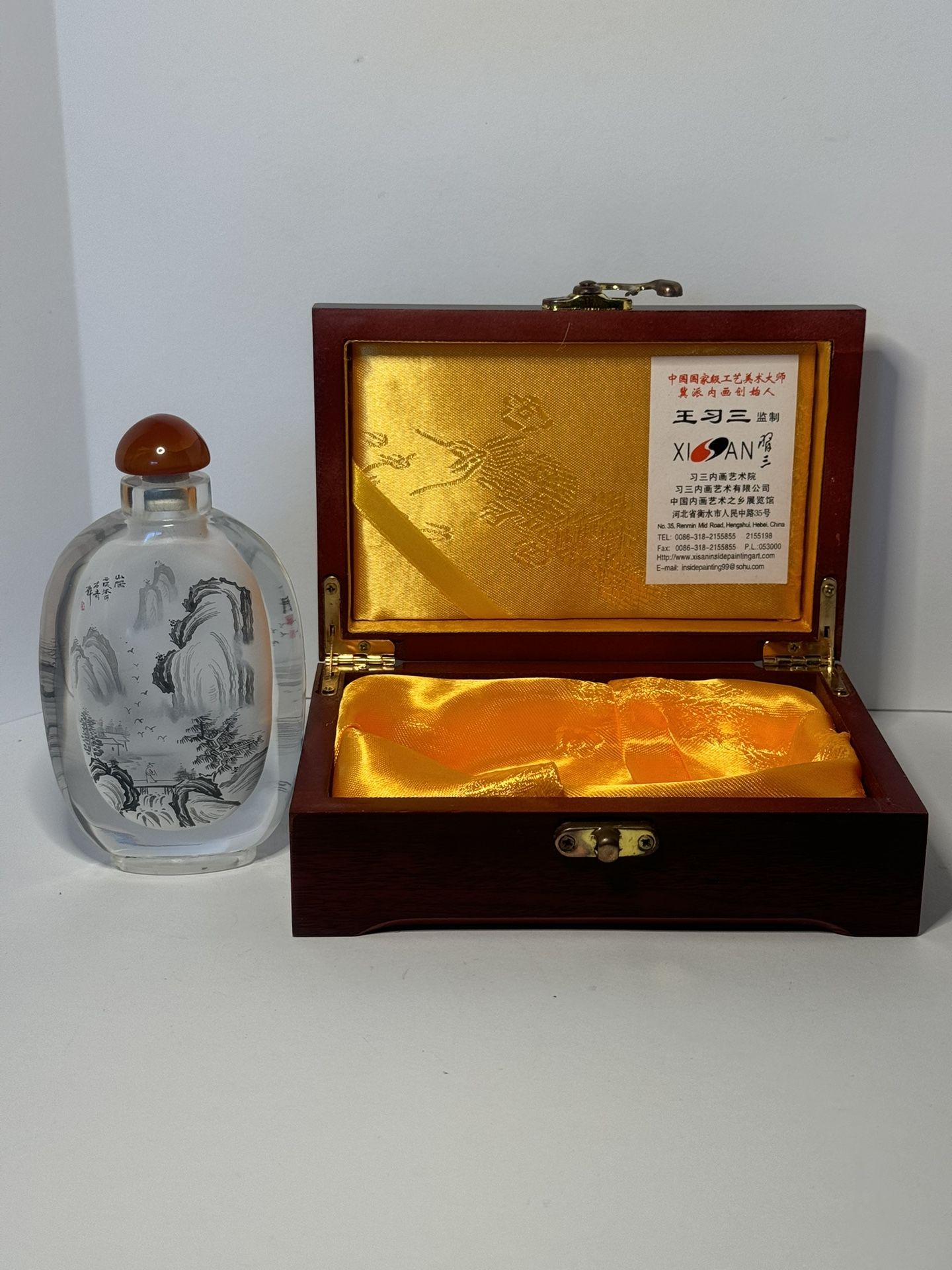 5.2" China Ancient Dynasty Glass Inside Nature Double Sided Snuff Box