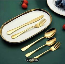 Stainless Steel Golden Silverware Set - Heavy Duty Commercial Silverware For Restaurants, Weddings & Home|Dishwasher Safe, Rust-Proof, Non-Toxic|Bulk 