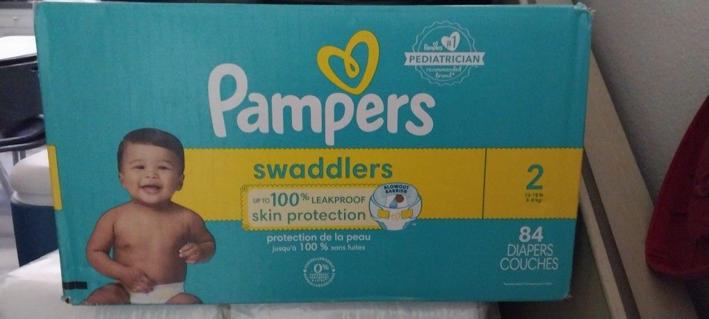 PAMPERS SWADDLERS SIZE 2 $23