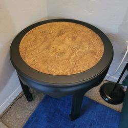 Black Wood Coffee Side Table Round Night Center 