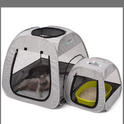
Tenrai Portable Cat Playpen, Trapezoidal Design for Better Standing, Foldable Pet Tent for Indoor and Outdoor Use of Kitten and Puppy, Dog Play Enclo