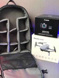 Canon R50 Mirrorless with 18-45mm, Potensic ATOM 2 Drone (Expansion Kit) and Camera Bag 