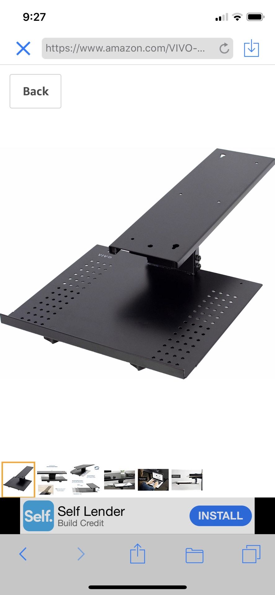 VIVO Black Sliding 19 x 6 inch Tray Track, Adjustable Platform Mounted Under Desk | Laptop Notebook Holder for Office Desk (DESK-AC02A). Valued at $