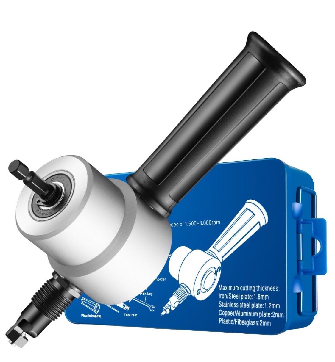 REXBETI Double Headed Sheet Metal Nibbler, Nibbler Drill Attachment Metal Cutter, Tool Kit With Extra Punch and Die