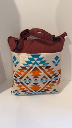 Southwestern Print Canvas Zippered Picnic Blanket and Tote Bag