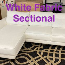 Beautiful New White Fabric Sectional (Finance & Delivery)