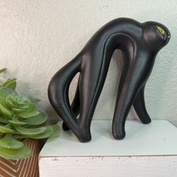 Rare Ceramic Black Cat Statue Possibly Cmielow Cat