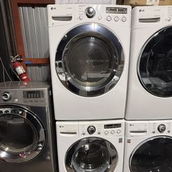 LG White Front Load Washer And Gas Dryer Set 