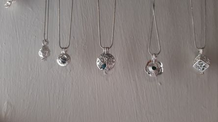 aromotherapy silver charms with silver chains