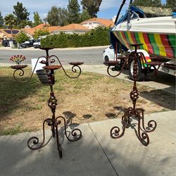 Hand forged wrought iron candelabras.