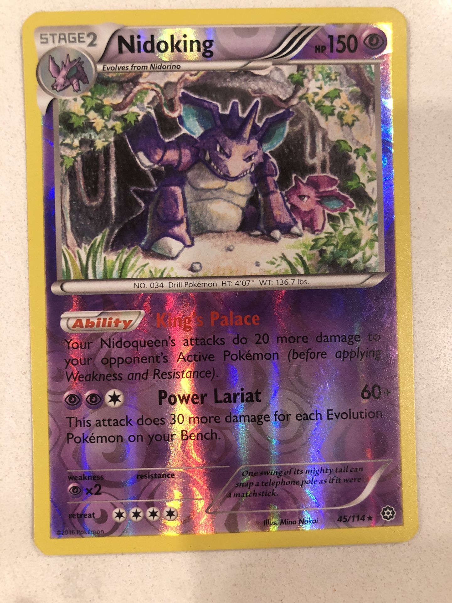 Pokemon NIDOKING 45/114 - XY Steam Siege - RARE Rev Holo