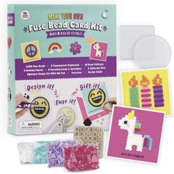 Unicorn Gifts for Girls - Iron On Fuse Bead DIY Greeting Card Kit,1500 Melting Beads & Pegboards